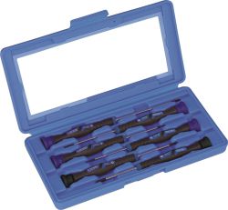 Cyclus set of screwdrivers for precision mechanics 4 flat / 2 phillips in plastic box