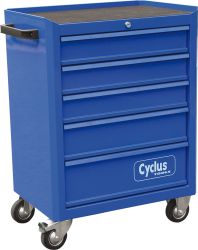 Cyclus tool trolley with 5 drawers | powder coated blue | size: H 820/W615/D425, 45 kg