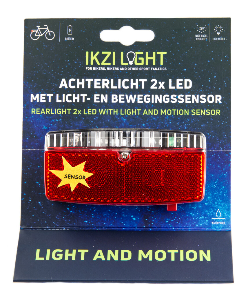 ikzilight rear light 5xled rack reflector whiteh sensor