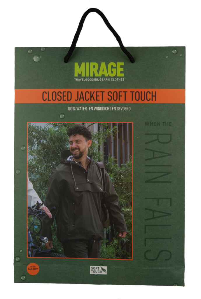 mirage rainfall closed jacket soft touch size m earlgrey